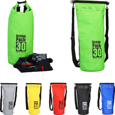 Produktbild von Relaxdays Ocean Pack 30 L, wasserabweisender Dry Bag für Wertsachen, leichter Trockensack für Outdoor Sport, grün