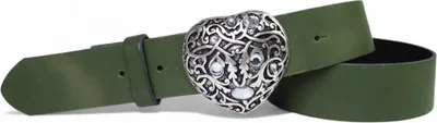 Produktbild von FRONHOFER Damen Ledergürtel mit funkelnder Strass Herz Gürtelschnalle 4 cm, echt Leder