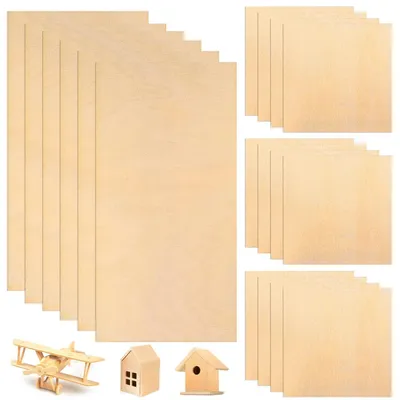 Productafbeelding van Balsa houtplaten, 18 stuks, 1,5 mm dik, 100 x 100 mm, geschikt voor creatieve knutselprojecten
