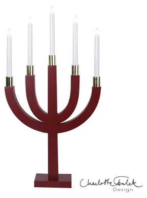 Image de Best Season, chandelier mural "Elias", 5 flammes. Matériaux : bois/métal. Couleur : rouge. Dimensions : environ 67 x 39 cm. Référence : 218-80