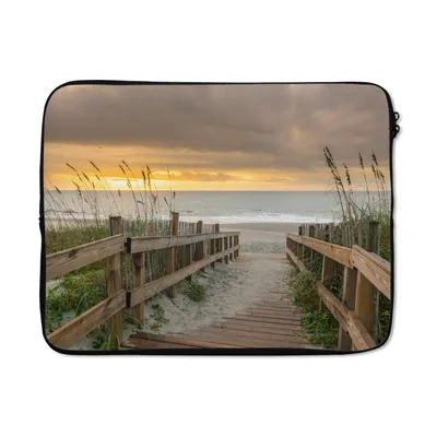 Produktbild von MuchoWow® Laptop Hülle 17 Zoll Laptoptasche Strand - Meer - Düne - Weg - Zipper - Schutzabdeckung