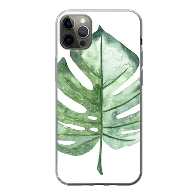Produktbild von MuchoWow® Handyhülle Schutzhülle Hülle für iPhone 12 Pro Max Aquarell - Monstera - Blatt Silikon Softcase Handy Hülle - Hartschale