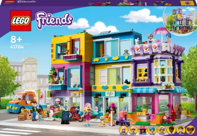 Image de LEGO 41704 Friends Bloc d'habitation à Heartlake City avec salon de coiffure et café, maison de poupées avec 7 mini-poupées, modèle de maison avec immeubles d'habitation, idée de cadeau pour Noël