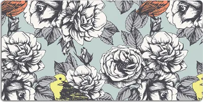 Produktbild von Schreibtischmatte Tischunterlage 120x60 cm Mauspad - Rosen und Vögel