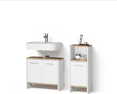 Immagine prodotto di Set di mobili da bagno Livinity Amalfi Rovere bianco/dorato 2 parti, Model 59309