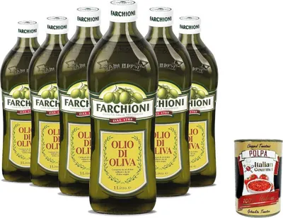 Produktbild von FARCHIONI Olio di Oliva Classico, Olivenöl, bestehend aus raffinierten Olivenölen und nativen Olivenölen, 6x 1 LT + Italian Gourmet polpa 400g