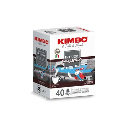 Immagine prodotto di Kimbo, Intenso Napoletano, 120 Capsule Caffè Compatibili Nespresso®* Original®*, Miscela Forte e Corposa, Intensità 12/13, Tostatura Scura, 3 Pack da