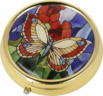 Produktbild von Goebel Pillendose Louis Comfort Tiffany - Schmetterlinge, Metall-Kombi, Bunt, 1.5 cm, 67003051