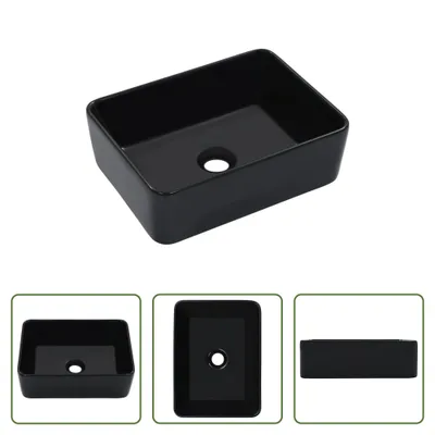 Produktbild von The Living Store Waschbecken 40 x 30 x 13 cm Keramik Schwarz
