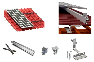 Produktbild von Balkonkraftwerk Ziegeldach Halterung für PV Solarmodul Dachhalterung 1-4 Module erweiterbar (Für 2 Panele)