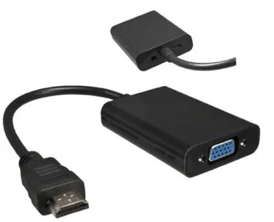 Produktbild von DINIC HDMI Adapter Typ A 19pol Stecker auf VGA Buchse, mit Audio-Buchse, Schwarz
