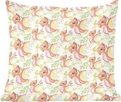 Produktbild von MuchoWow® Zierkissen Sofakissen Wohnzimmer Dekokissen 60x60 cm Dinosaurier - Braun - Kinderzimmer - Mädchen - Rosa - Sitzfläche - Foto Polster