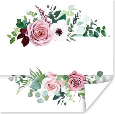Produktbild von MuchoWow® Poster Blumen - Rosen - Malerei 100x100 cm - Babyzimmer