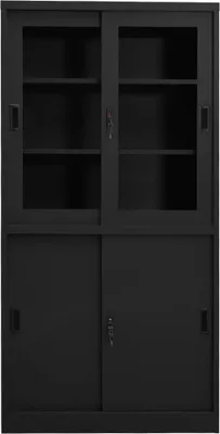 Produktbild von vidaXL Büroschrank mit Schiebetür Anthrazit 90x40x180 cm Stahl