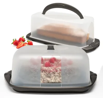 Produktbild von Kuchentransportboxen 2er Set,rechteckig für Kastenkuchen/quadratisch