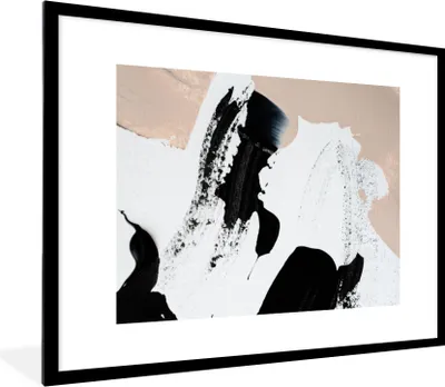 Produktbild von MuchoWow® Gerahmtes Poster Schwarz - Abstrakt - Design 80x60 cm - Poster mit Schwarzem Bilderrahmen Wandposter Rahmen Foto Bilder - Schlafzimmer-Dekorationen - Fotoposter