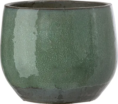 Produktbild von Dehner Übertopf Aquaris, bauchiger Indoor Blumentopf, handgefertigt, Ø außen 29 cm / innen 27 cm, Höhe 26 cm, Keramik glasiert, grün