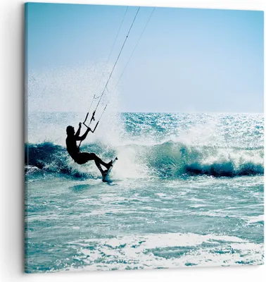 Produktbild von Bild auf Leinwand - Leinwandbild - Drachen-Surfen Wasser Ozean - 50x50cm - Wand Bild - Wanddeko - Leinwanddruck - Bilder - Kunstdruck - Wanddekoration - Leinwand bilder - Wandkunst - AC50x50-2385