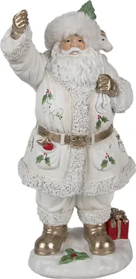 Obrázek produktu pro Clayre & Eef Vánoční dekorace figurka Otec Vánoc 31 cm bílá polyresinová