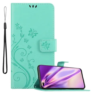 Produktbild von Cadorabo Hülle für Honor 50 LITE Schutz Hülle in Türkis Schutzhülle Handy Hülle Etui Case Blumen Flower