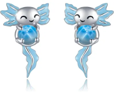 Produktbild von Axolotl Ohrstecker 925 Sterling Silber Hypoallergen Tier Schmuck Geschenke Damen Mädchen