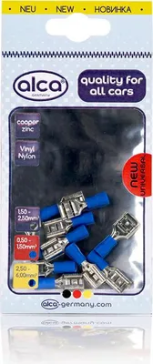 Produktbild von alca® Flachsteckhülsen blau 9,0mm 10St. 1,5-2,5mm² AWG 16-14 teilisoliert männlich Flachstecker Quetschkabelschuhe Steckverbinder