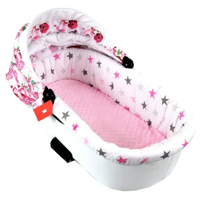 Produktbild von BABYLUX Nestchen für Kinderwagen BABYWANNE Matratze 2Tlg Set W10 - Rosa + Sterne