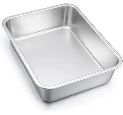 Immagine prodotto di Teglia rettangolare in acciaio inossidabile, dimensioni 27 x 21 x 8 cm, adatta per carichi pesanti, resistente al calore e lavabile in lavastoviglie