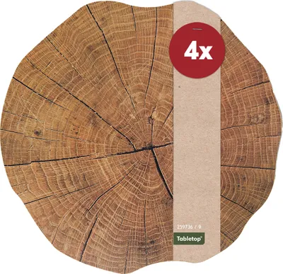 Immagine prodotto di Set di 4 tovagliette lavabili in legno a forma di tronco d'albero, rotonde