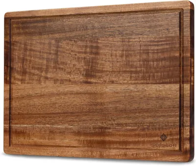 Produktbild von Schneidebrett 42x30x2,5 cm, Akazienholz, mit Saftrille und Griffen, für Küche