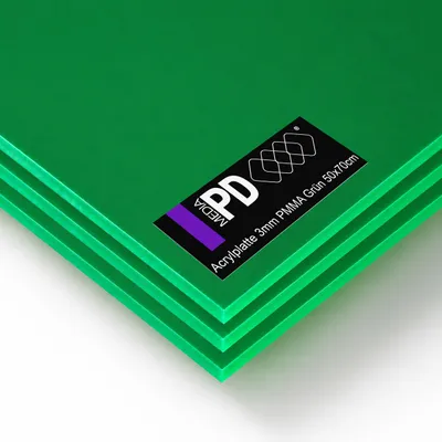 Produktbild von Acrylglasplatte Grün 50x70 cm 3mm PMMA Acrylglas GS 3 Stück Set gegossen Bastelplatte Kunststoffplatte Laser