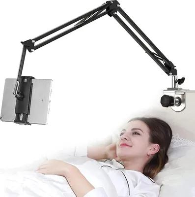 Produktbild von Tablet-Ständer fürs Bett, verstellbarer und faltbarer Tablet-Ständer mit 360-Grad-Drehung für iPhone, iPad, Handy, Tablet oder andere Geräte mit 4,7-12,9 Zoll Bildschirmdiagonale