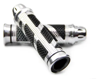Produktbild von SET Lenkergriffe 22/ 24 mm schwarz silber universal Motorrad Moped Mokick Quad