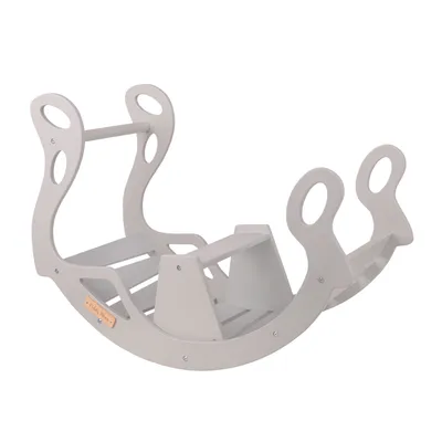 Obrázok produktu pre KiddyMoon Rocker Arch Drevená hojdačka pre deti, lezecký oblúk Drevená detská hojdačka, drevený oblúk, drevené hračky Montessori hračky, model WR-001, sivá