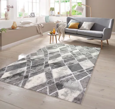 Immagine prodotto di Tappeto astratto a rombi grigio - Dimensioni: 120 x 170 cm