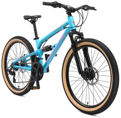 Produktbild von BIKESTAR Alu Kinder Jugend Mountainbike Vollgefedert, 21 Gang Shimano, 24 Zoll ab 9 - 10 Jahre | Fully MTB Scheibenbremse | Blau
