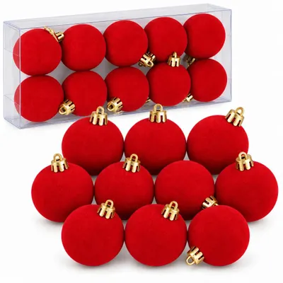 Produktbild von Weihnachtskugeln Christbaumkugeln Baumkugeln Rot 4 cm 10 Stück beflockt Kunststoff Weihnachtsdeko