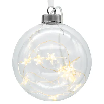 Produktbild von CASARIA® LED Kugel Ø9,5cm Glas transparent Timer Batterie Weihnachten Christbaumschmuck Weihnachtsdeko Weihnachtskugel
