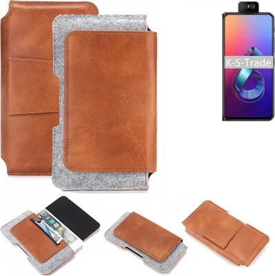 Produktbild von K-S-Trade Handyhülle Schutzhülle kompatibel mit Asus Zenfone 6 (2019) Gürteltasche Holster Gürtel Tasche Smartphone Tasche Handy Hülle Polyurethan+ Filz,