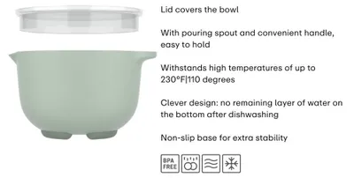 Imagen del producto de Mepal Chef it, bol para batir, chef it, 1500 ml, con tapa - color verde nórdico. Dimensiones: 207 x 177 x 129. Código: 102305094700
