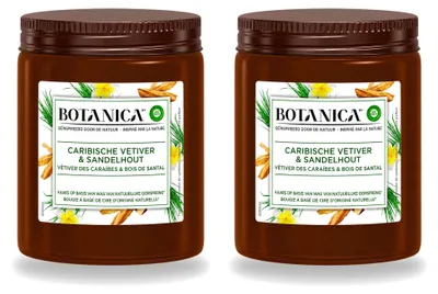 Image de 2 bougies parfumées Botanica de Air Wick - Vétiver et bois de santal - Pack avantageux - 2 pièces