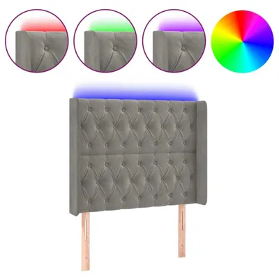 Produktbild von vidaXL LED Kopfteil Hellgrau 103x16x118/128 cm Samt