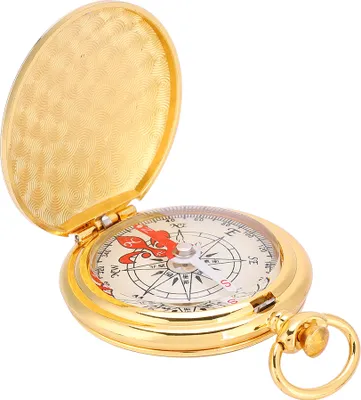 Produktbild von Leichter Kompass, tragbarer Taschenuhr-Stil, vielseitig mit Metallring, für Camping, Wandern, Navigation, Orientierungslauf