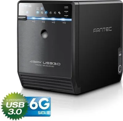 Produktbild von FANTEC QB-35US3-6G schwarz 4x3,5  SATA HDD USB3.0 eSATA