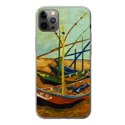 Produktbild von MuchoWow® Handyhülle Schutzhülle Hülle für iPhone 12 Pro Max Fischerboote am Strand - Vincent van Gogh Silikon Softcase Handy Hülle - Hartschale