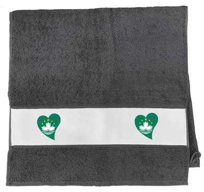 Produktbild von Huuraa Handtuch Macau Flagge Herz 50x100cm Graphite Baumwolle Handtuch Geschenkidee