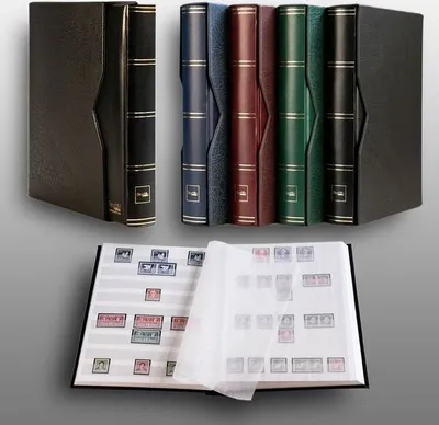 Produktbild von Prophila Collection 60 weiße Seiten Briefmarkenalbum wattiert mit Kassette schwarz