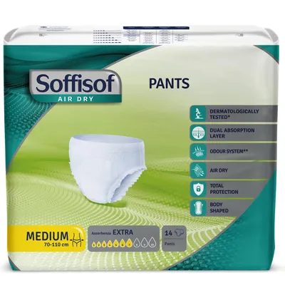 Obrázek produktu pro Soffisof Pants Extra velikost M - 14x plenky pro dospělé - 14 inkontinenčních kalhotek pro ženy a muže - inkontinenční kalhoty