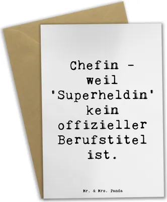 Produktbild von Mr. & Mrs. Panda Glückwunschkarte Spruch Chefin Superheldin - Weiß - Geschenk, Führungskraft, einladungskarten, weihnachtskarten, Managerin, hochzeitskarten, Beruf, für
