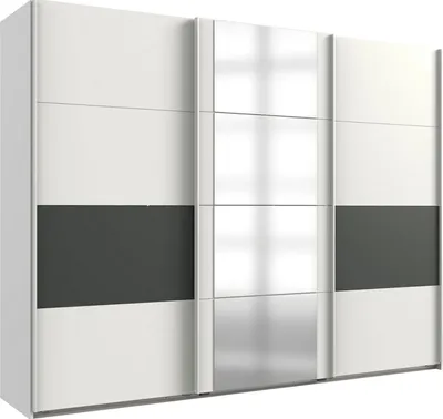 Produktbild von Schwebetürenschrank Barmbek Kleiderschrank mit Spiegel Ausführung wählbar,weiß / graphit,270x64x208cm